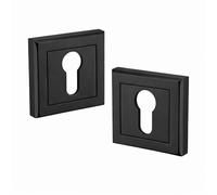 Golden Grace Euro Key Hole Escutcheon Square Rose, Matt Black | Includes color-matched screws and fixtures for easy installation, durable zinc build fits standard 3 and 5 lever locks.