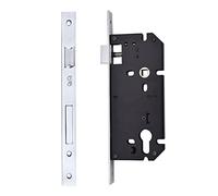 Golden Grace Euro Mortise Lock Body, Polished Chrome, 75mm Backset | Includes fixing screws and plate for easy installation, working seamlessly with euro profile cylinder locks on metal doors.