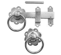Golden Grace Gate Ring Plain Latch in Galvanized Silver Finish, Pack Catch Metal for Outdoor Gates - 21.4cm x 12.7cm x 4 cm