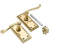 Golden Grace Georgian Lever Latch Door Handle 1 Pair, Polished Brass | Includes spindle and screws for hassle-free installation on traditional doors, measuring 107mm x 48mm for a tidy fit.