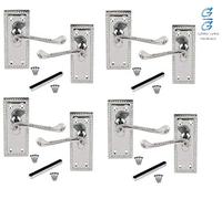 Golden Grace Georgian Lever Latch Door Handle in Polished Chrome Finish, 4 Sets - 107mm x 48mm