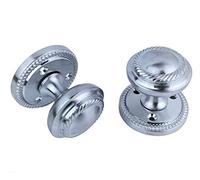 Golden Grace Georgian Mortice Sprung Door Knob Pair, Satin Brushed Chrome