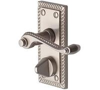 Golden Grace Georgian Privacy Lever Latch Door Handles, Brushed Chrome
