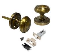 Golden Grace Georgian Sprung Door Knob & Latch Set, Antique Brass