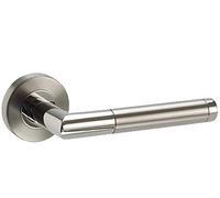 Golden Grace GG17SSK Mitred Door Handles, Duo Polished/Satin Nickel | Includes spindle and screws for easy fitting. Sprung lever mechanism ensures a smooth return on internal doors.