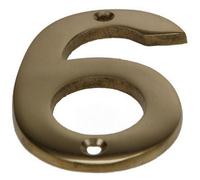 Golden Grace House No. 6 Door Number Brass Finish Numeric Digits Plate Plaque Gold Sign - 3"