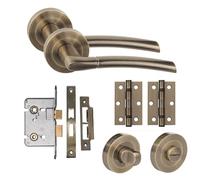 Golden Grace Indiana Design Bathroom Door Handle Set Thumbturn and Mortise Lock Antique Brass