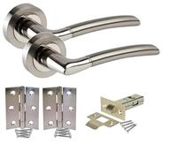 Golden Grace Indiana Design Door Handles on Round Rose in Dual Finish with 2.5" Latch & Hinges 1 Set