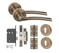 Golden Grace Indiana Design Key Lock Door Handle Set Hinges and Mortise Lock Antique Brass