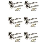 Golden Grace Indiana Door Handles, Dual Chrome Finish 6 Sets | Includes six tubular latches, spindles and screws with a zinc alloy case and screw-on rose to conceal fixings neatly.