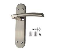 Golden Grace Indiana Door Handles, Satin Stainless Steel, 180mm x 45mm | Includes a pair of butt hinges and 64mm tubular latch, complete with 7.9mm spindle and screws for a simple setup.