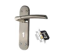 Golden Grace Indiana Lock Door Handles On Backplate Duo Polished and Satin Stainless Steel Finish with 3 Lever Lock (GG) and 2 Keys
