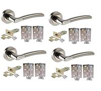 Golden Grace Indiana Round Rose Door Handles, Dual Finish Latch 4 Sets | Includes screws and matching strike plates for a complete setup, providing a neat concealed fix to secure your home.