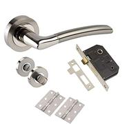 Golden Grace Indiana Style Modern Bathroom Door Handles On Round Rose in Duo Finish with Hinges