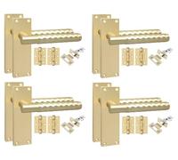 Golden Grace Knurled Diamond Door Handle Sets 150x40mm, 4 Sets Satin Brass