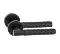 Golden Grace Knurled Hex Cut T-Bar Door Handles, 1 Pair, Matt Black