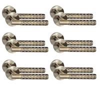 Golden Grace Knurled Hex T-Bar Door Handles, Antique Brass, 6 Pairs | Includes fixing screws and spindles for quick installation, with a 52mm round rose to fit bathroom and key lock systems.