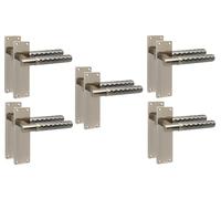 Golden Grace Knurled T-Bar Door Handles, Antique Brass, 5 Pairs | Includes spindles and screws for quick installation, with 150x40mm backplates suitable for traditional or modern interiors.