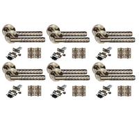 Golden Grace Knurled T-Bar Door Handles with Latch & Hinges, 6 Sets