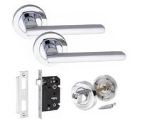 Golden Grace Leon Bathroom Door Handles Set, Polished Chrome