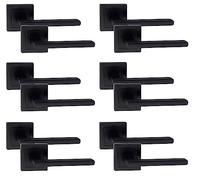 Golden Grace Leon Door Handles on Square Rose, Matt Black, 6 Pairs
