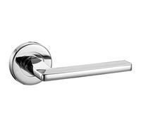 Golden Grace Leon Lever Door Handles on Round Rose, Polished Chrome Finish