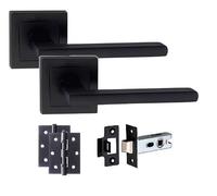 Golden Grace Leon Straight Door Handle Latch Pack, Matt Black, 1 Set