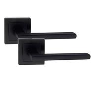 Golden Grace Leon Straight Door Handles on Square Rose, Matt Black, 1 Pair