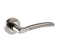 Golden Grace Lever Latch Door Handles, Polished/Satin Chrome Finish 51mm | Includes spindle and screws for easy installation; features a curved, sprung lever design in metal for internal doors.