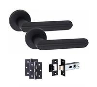 Golden Grace Lima Door Handles with Hinges & Latch Set, Matt Black, 1 Set