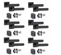 Golden Grace Lima Door Handles with Hinges, Matt Black Finish, 6 Sets