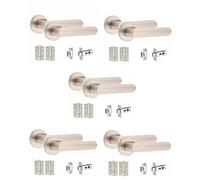 Golden Grace Lima Knurled Door Handles with 2.5'' Latch, Satin Nickel