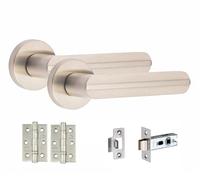 Golden Grace Lima Knurled Door Handles with Latch & Hinges, 1 Set