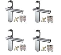 Golden Grace Mitred Door Handle On Backplate Internal Set with Tubular Latch and Hinges in Duo Chrome Satin Finish, 4 Sets - 182mm x 45mm