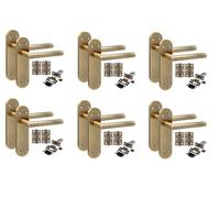 Golden Grace Mitred Door Handle Set with Hinges, Antique Brass, 6 Pairs