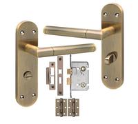 Golden Grace Mitred Door Handles Bathroom Mortise Lock, Antique Brass