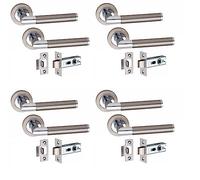 Golden Grace Mitred Door Handles, Duo Finish Satin Nickel Polished Chrome