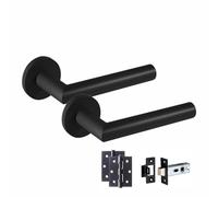 Golden Grace Mitred Door Handles Latch & Hinge Pack, Matt Black Finish