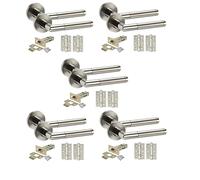 Golden Grace Mitred Door Handles Latch Pack, Duo Chrome Finish, 5 Sets