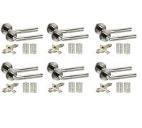 Golden Grace Mitred Door Handles Latch Pack, Duo Chrome Finish, 6 Sets