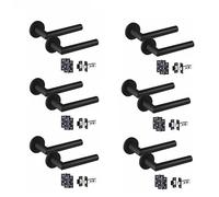 Golden Grace Mitred Door Handles on Round Rose, 6 Pairs, Matt Black | Includes 2.5-inch tubular latches, 3-inch ball bearing hinges, and matching wood screws for straightforward installation.