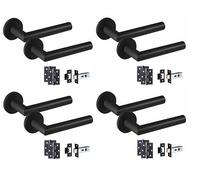 Golden Grace Mitred Door Handles Pack with Latch, Matt Black Finish