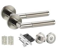Golden Grace Mitred Door Handles Set, Duo Chrome Finish, Bathroom Set