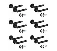 Golden Grace Mitred Door Handles with Latch, 6 Pairs, Matt Black | Supplied as a 6-pair pack with 52mm diameter round roses and a 2.5-inch tubular latch for quick, clean installation.