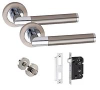 Golden Grace Mitred, Duo Finish Satin Nickel Polished Chrome, Bathroom Set