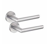 Golden Grace Mitred Latch Door Handles on Rose, Satin Nickel Finish