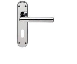 Golden Grace Mitred Lever Lock Door Handles on Backplate, 182mm x 45mm | Supplied in pairs with a 7.9mm spindle and fixings for a quick setup. Duo polished and satin chrome finish over metal.