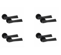 Golden Grace Modern Aura Design Premium Door Handles on Round Rose in Matt Black - 4 Pairs