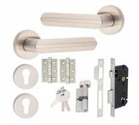 Golden Grace Modern Lima Knurled Euro Lock Door, Thumbturn Lock Set
