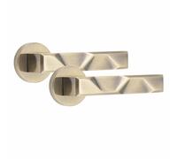 Golden Grace Modern Nova Design Premium Door Handles on Round Rose in Antique Brass Finish, 1 Pair
